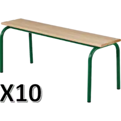 LOT DE 10 BANCS SANS DOSSIER hêtre massif - L160 cm