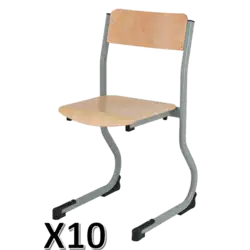 LOT DE 10 CHAISES SCOLAIRE CAT piètement luge - empilable appui sur table