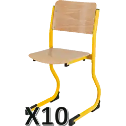 LOT DE 10 CHAISES SCOLAIRE CATR piètement luge - empilable appui sur table réglable