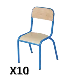 LOT DE 10 CHAISES SCOLAIRE 129R 4 pieds