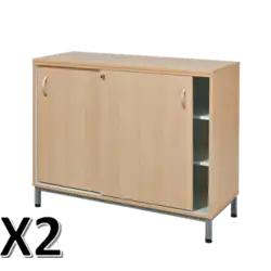 LOT DE 2 ARMOIRES BASSE sur piétement - L120 cm