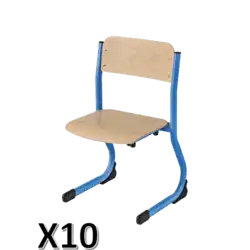 LOT DE 10 CHAISE SCOLAIRE SCOLAIRE CAT piètement luge - empilable appui sur table