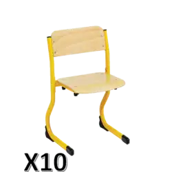 LOT DE 10 CHAISES SCOLAIRE CAT piètement luge - empilable appui sur table