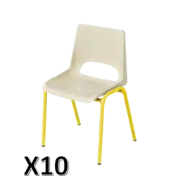 LOT DE 10 CHAISE SCOLAIRE MATERNELLE 4 pieds - coque plastique
