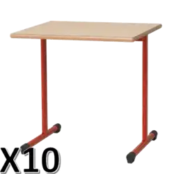 LOT DE 10 TABLES SCOLAIRE TITI mélaminé chant ABS - 60 x 50 cm