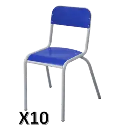 LOT DE 10 CHAISES SCOLAIRE NOVOLA 4 pieds  - Assise plastique