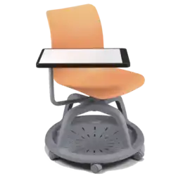 Chaise Polypropylénesur roulettes avec tablette écritoire