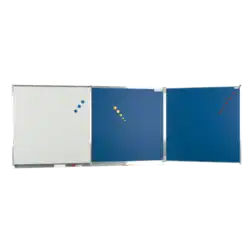 Tableau Triptyque Mixte Blanc et Bleu - 200 x 100 cm
