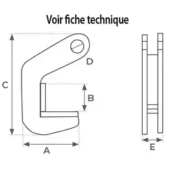 Pince à prise horizontale pour tube acier ou béton 1500 et 3000 kg