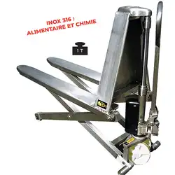 Transpalette manuel haute levée inox 316 1000 kg