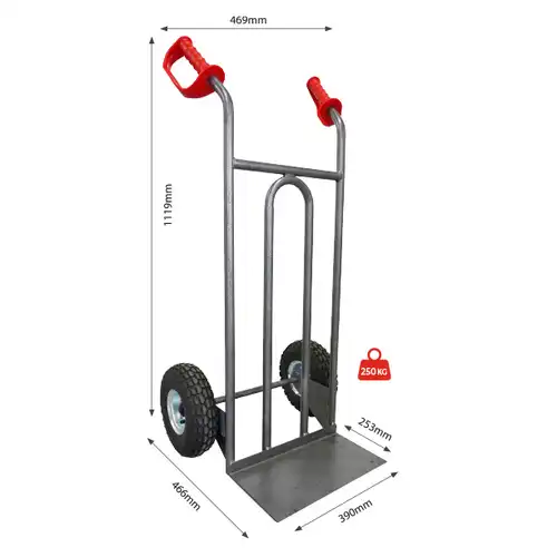 Diable acier tablier droit poignée ouverte 250 kg