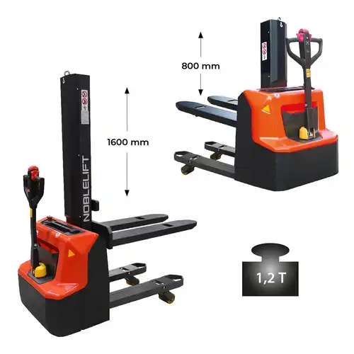 Gerbeur électrique lithium mât poutre et levée initiale 1200 kg