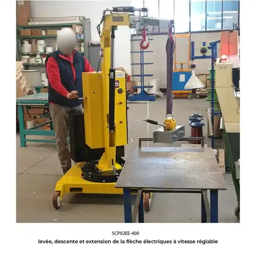 Grue d'atelier porte-à-faux à mât rotatif et déplacement manuel 200 kg