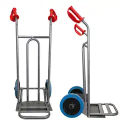 Diable acier avec tablier incurvé, poignées de garde, pelle fixe et bavette rabattable 250 kg