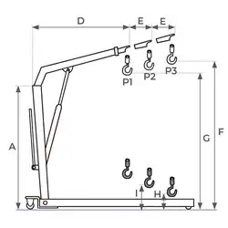 Grue d’atelier manuelle pliable 500 à 2000 kg