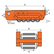 Chain roller load skates 10 to 60 ton