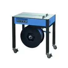 Semi-automatic strapping machine with electronic tension control