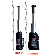 Double cylinder rod bottle jack 4000 and 12000 kg