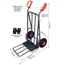 Steel sack truck with fixed and folding plate 300 kg