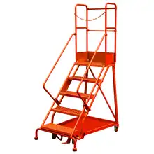 Heavy-duty rolling safety ladder with step-lock and 7 different heights