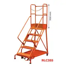 Heavy-duty rolling safety ladder with step-lock and 7 different heights