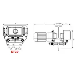 Motorized hoist trolley 1000 and 2000 kg
